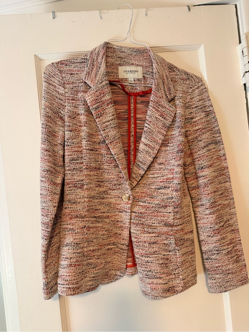Liverpool Multi-Color Tweed Blazer with Pink Accents